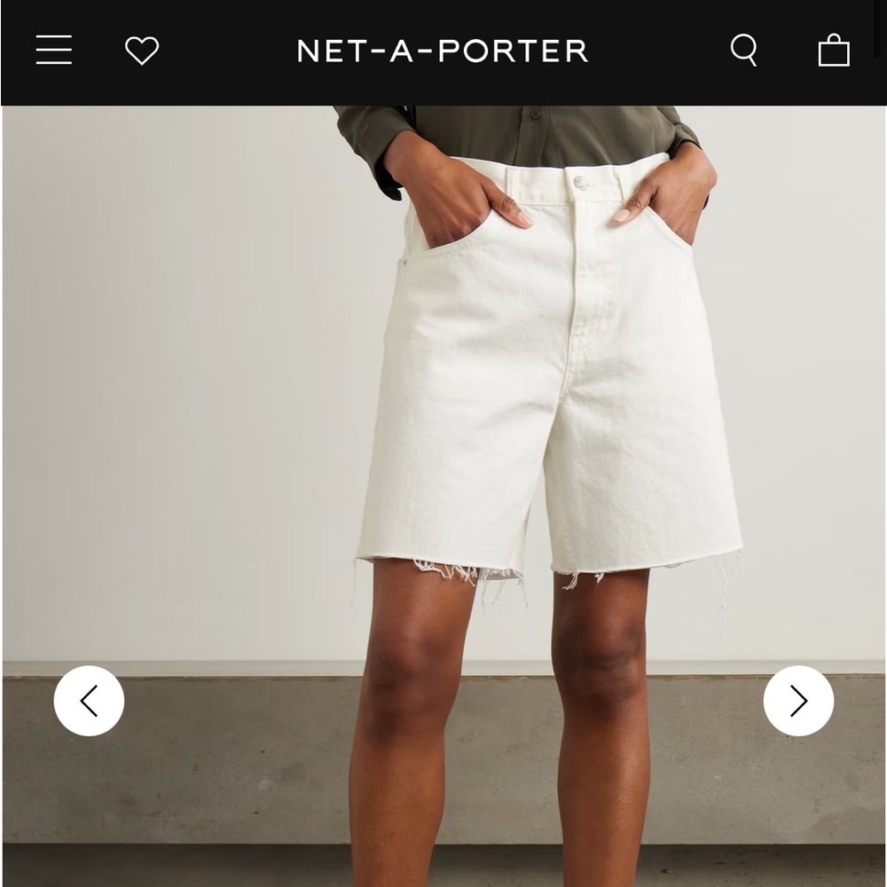 NWT Nili Lotan Russel frayed denim shorts - cream size 30